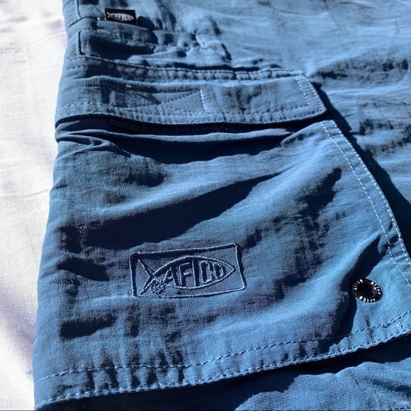 NWT Aftco Bluewater Fishing Shorts Mens Size 40 Waist Golf Trunks Blue - Picture 2 of 8